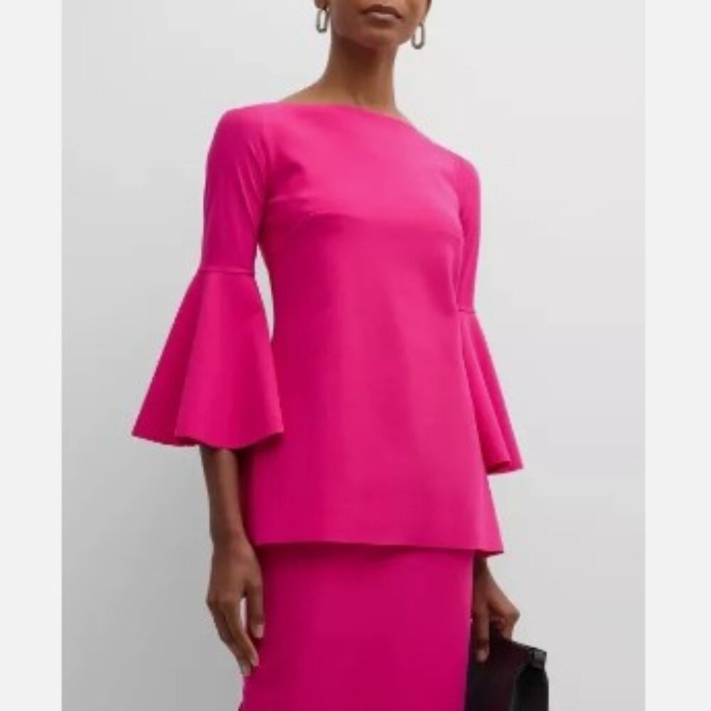 Chiara Boni Magenta La Petite Robe Bell Sleeve Boat Neck Tunic Size 42/US 6